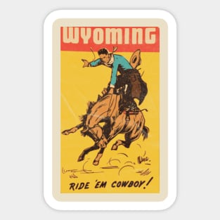 Wyoming Cowboy / Vintage Luggage Sticker Sticker
